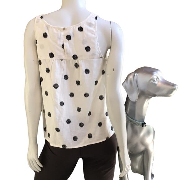 NEW A New Day Cotton Linen Polka Dot Sheer White Black Tank Women's Size M - Picture 3 of 9